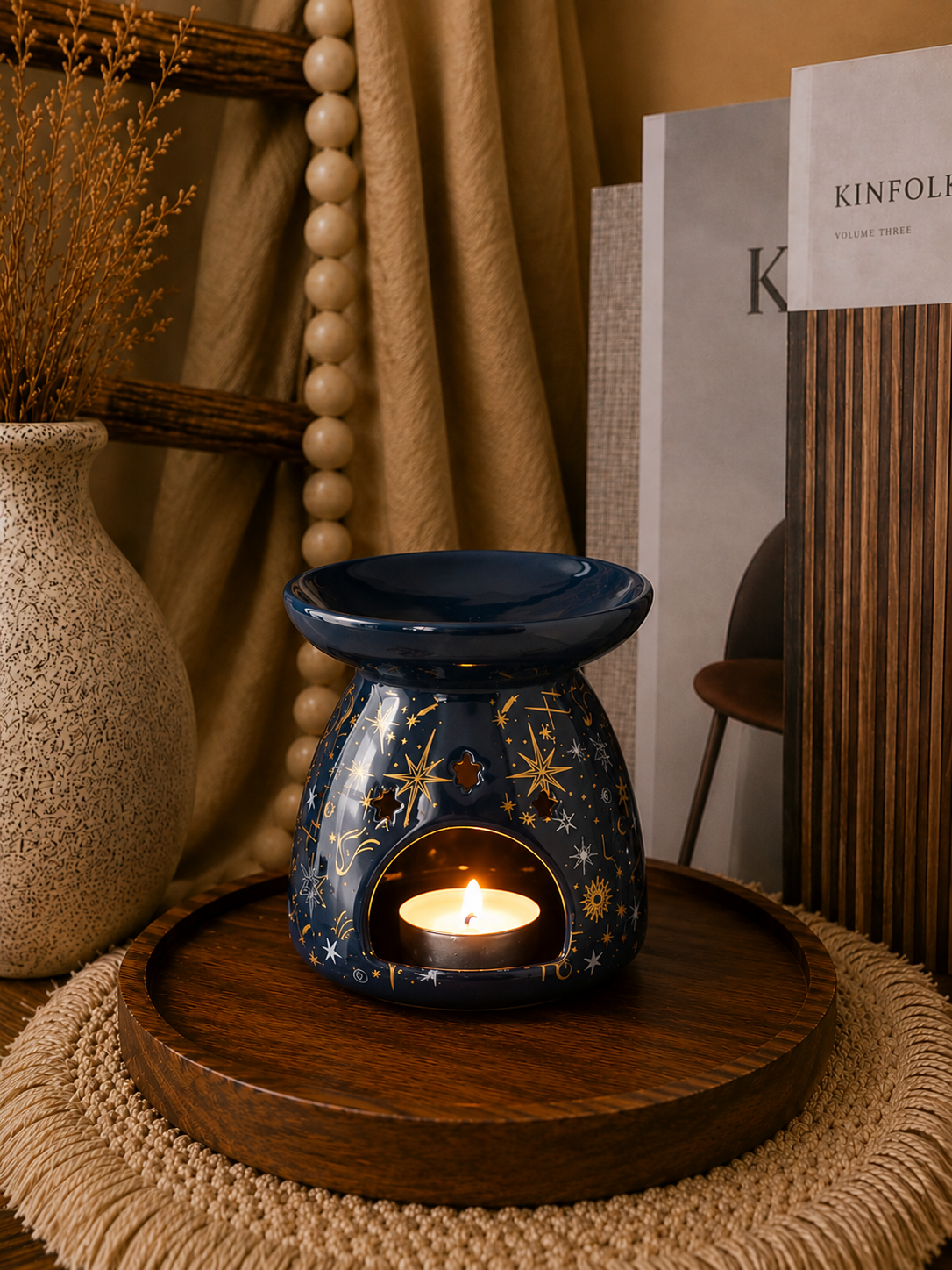 Blue Starry Night Ceramic Burner