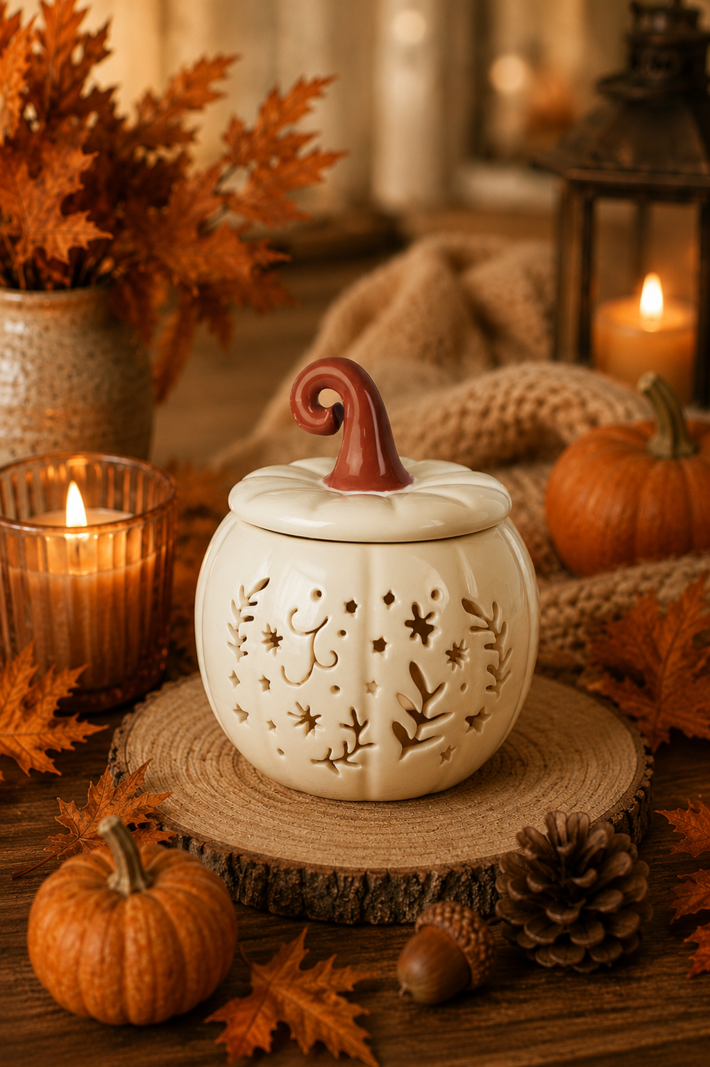 Cream Folk Pumpkin Oil Burner and Wax Warmer